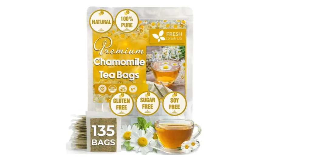 Izzy’s Rating: 4.4 out of 5 FRESHDRINKUS Premium Chamomile Tea delivers a pure, natural tea experience. It has no additives or artificial flavors. They make this tea from freshly picked and naturally dried chamomile flowers. Also, craft each tea bag to preserve the authentic flavor and calming aroma. Packaged in a resealable bag with 135 biodegradable tea bags made of eco-friendly corn fiber. This tea is ideal for those seeking an environmentally conscious choice. The tea is sugar-free, caffeine-free, and vegan. Also, it's providing a gentle, soothing cup that’s perfect for relaxation anytime. Convenient for busy lifestyles, you can enjoy this tea at home or on the go. Savor it hot with a touch of honey for added sweetness. Plus, the brand’s satisfaction assurance ensures they focus on customer happiness. They make it a dependable choice for every tea lover.